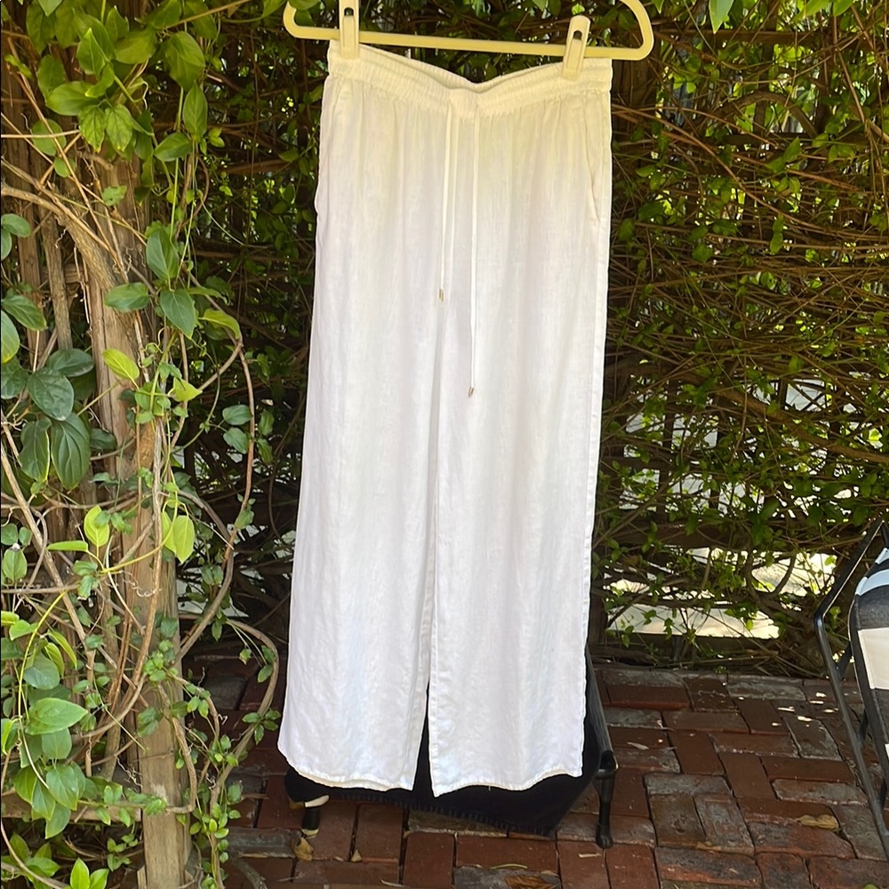 White linen Drawstring Pants